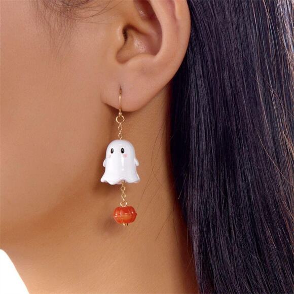 Cute Kawaii Halloween Spooky Ghost Drop Earrings - Picture 3 of 4